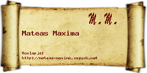 Mateas Maxima névjegykártya